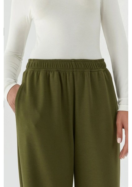 Kadın Esnek Bel Modal Touch Jogger Pantolon Haki Yeşil