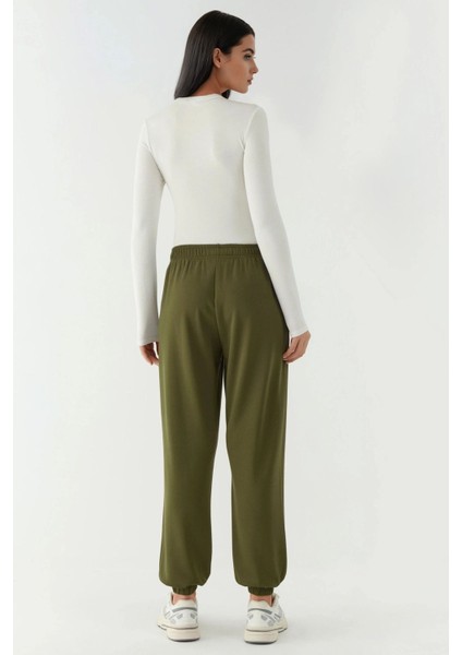 Kadın Esnek Bel Modal Touch Jogger Pantolon Haki Yeşil modelleri