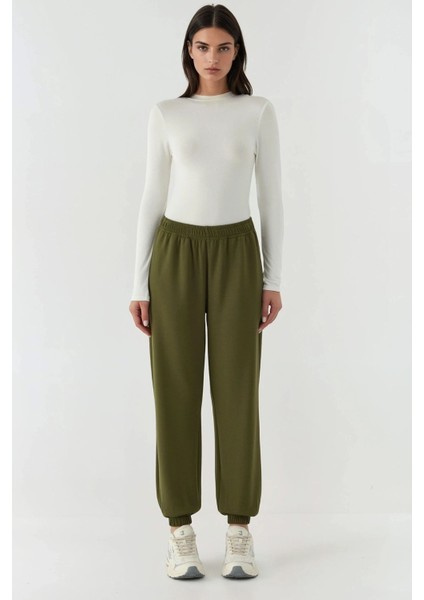 Kadın Esnek Bel Modal Touch Jogger Pantolon Haki Yeşil indirimleri
