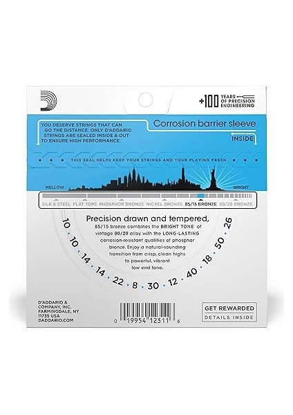 EZ940 Akustik Gitar Tel Seti, 12 Telli, 85/15 Bronze, Li modelleri