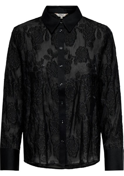 Kadın Onlava Uzun Kollu Dantel Detaylı Gömlek 15354748 Siyah