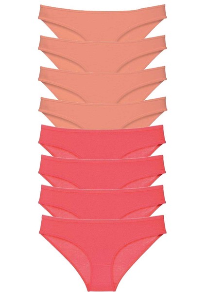 8 Adet Eko Set Likralı Kadın Slip Külot Pudra Fuşya