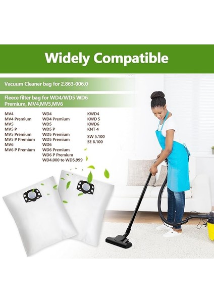 Bags | Karcher ile Uyumlu 2.863-006.0 Keçe Torba Wd4 Wd5 Wd6 WD5P WD6P Premium Mv4 Mv5 Mv6 - 10 Adet modelleri