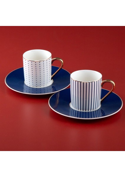 Navy 2 Kişilik Kahve Fincan Takımı 90 Ml, Renkli