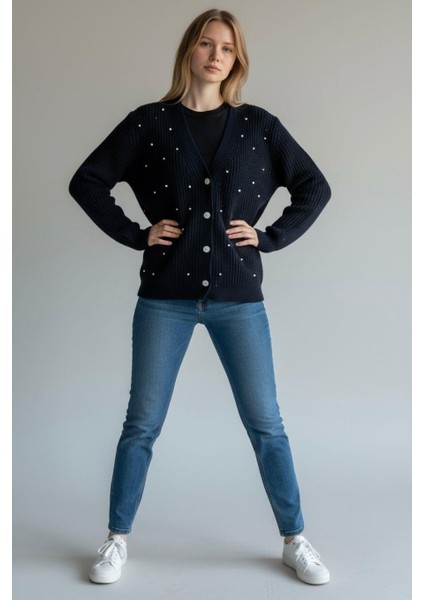 Şardonlu Pamuklu Boncuklu Hırka