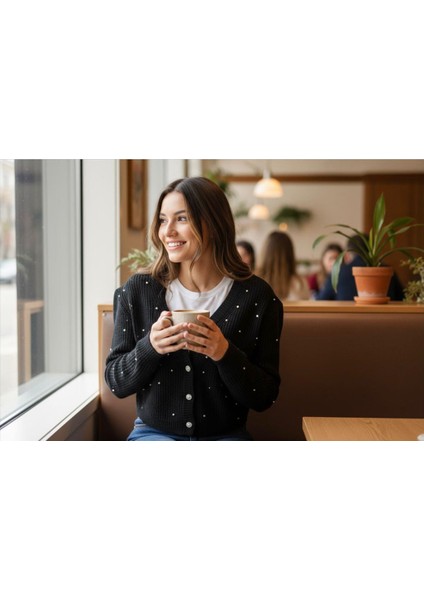 Şardonlu Pamuklu Boncuklu Hırka fiyatları