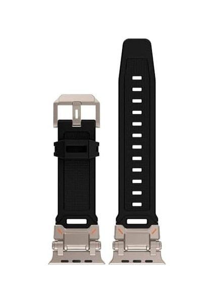 Ile Uyumlu Ultra 49MM KRD-101 Titanyum Metal Başlıklı Silikon Kordon Siyah-Titanyum modelleri