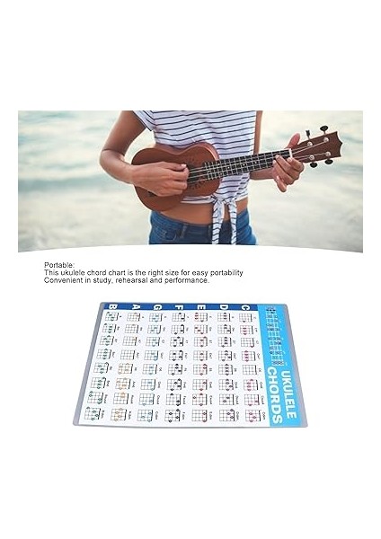 Ukulele Akor Sayfası, Yeni Başlayan Oyuncular Için Uygun Boyutlu Profesyonel Eğitim Referans Kılavuzu (Küçük) fırsatları