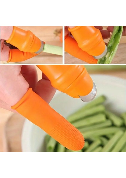 Buffer® 5 Parça Pratik Parmak Koruyucu 1 Parça Baş Parmak Bıçaklı Eldiven Sebze Meyve Soyucu Kesme Ayıklayıcı Silikon Set fırsatları
