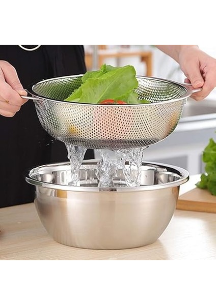 Paslanmaz Çelik 26CM Çift Kulplu Sepet Süzgeç, Salata, Meyve, Makarna Süzgeci - Paslanmaz Çelik Çift Kulplu 26CM Sepet Süzgeç fırsatları