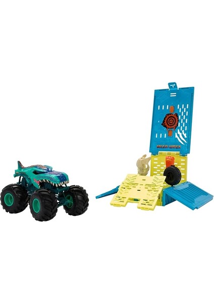 Wheels Monster Trucks 1:24 Mega Wrex'in Çarpışma Kafesi, 3 Yaş ve Üzeri, HNC29