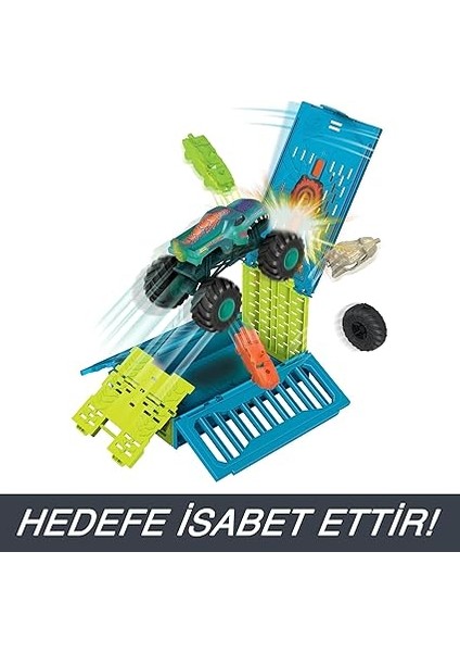 Wheels Monster Trucks 1:24 Mega Wrex'in Çarpışma Kafesi, 3 Yaş ve Üzeri, HNC29 modelleri