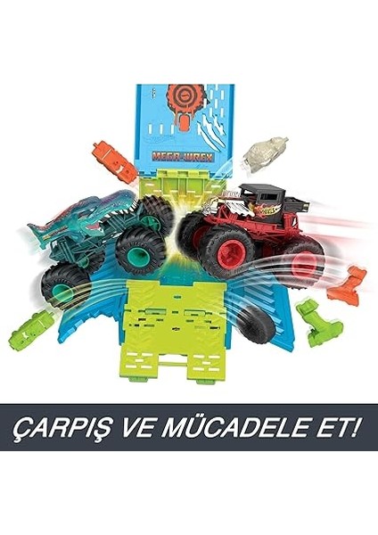 Wheels Monster Trucks 1:24 Mega Wrex'in Çarpışma Kafesi, 3 Yaş ve Üzeri, HNC29 indirimleri