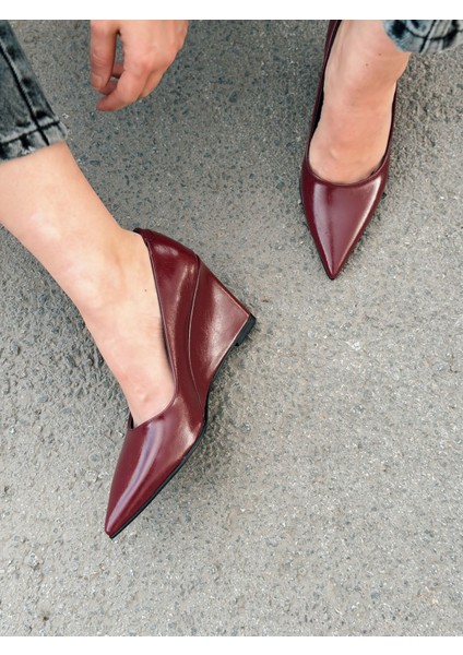 Mariel Dolgu Topuklu Stiletto Bordo Mat Deri fiyatları