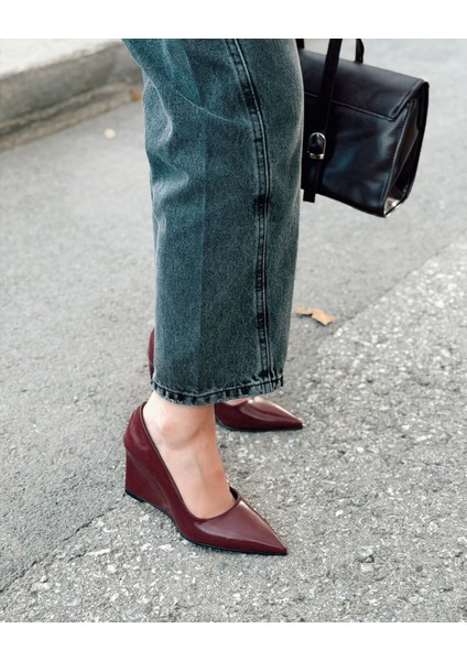 Mariel Dolgu Topuklu Stiletto Bordo Mat Deri fırsatları