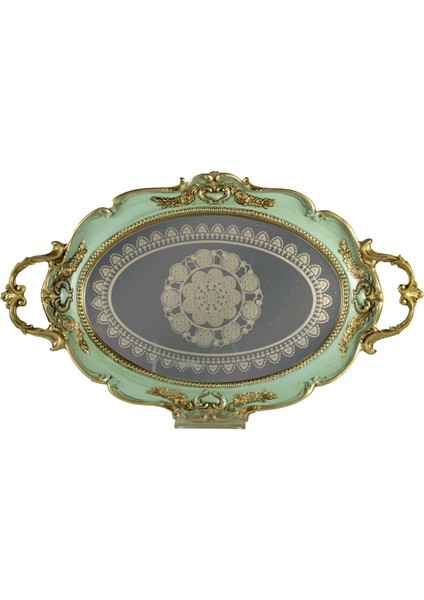 Vintage Oval Tepsi Yeşil