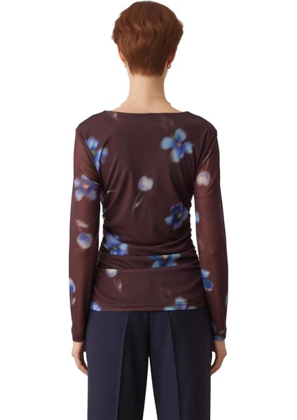 Kadın Kare Yaka Çiçek Desenli Uzun Kollu Vücuda Oturan Örme Kaliteli Şık Rahat fırsatları