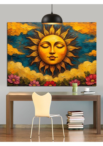 Yüzü Olan Parlayan Güneş Dekoratif Kanvas - Mdf Ahşap Tablo modelleri