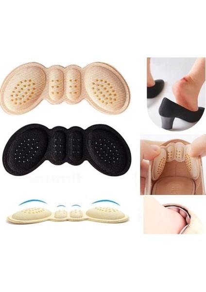 Neystore 2 Çift Topuk Arkası Vurma Engelleyici Yumuşak Pamuk Ped (1 Çift Krem+ 1 Çift Siyah)
