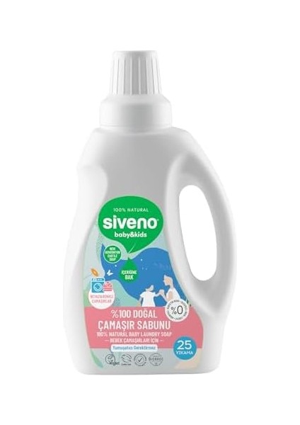 Siveno %100 Doğal Bebek Çamaşır Sabunu Kendinden Yumuşatıcılı Bitkisel Deterjan Konsantre Vegan 750 ml