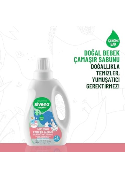 Siveno %100 Doğal Bebek Çamaşır Sabunu Kendinden Yumuşatıcılı Bitkisel Deterjan Konsantre Vegan 750 ml modelleri