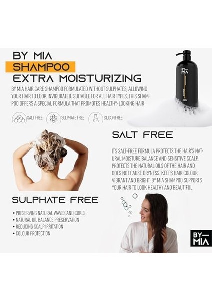 By Mıa Onarıcı ve Besleyici Saç Bakım Şampuanı 750ML | Tuz ve Slikon Içermez | Ekstra Nemlendirici Formül | Canlı ve Parlak Saçlar | Ferahlatıcı Koku