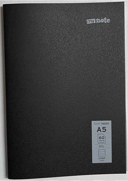 A5 60 Yaprak Çizgili Pp Kapak Dikişli Defter Siyah