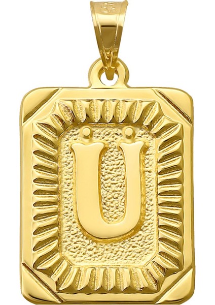 14 Ayar Altın U Harfi Kolye Ucu