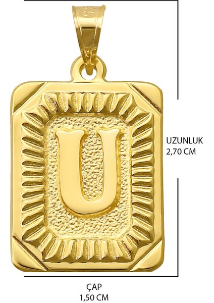 14 Ayar Altın U Harfi Kolye Ucu fiyatları
