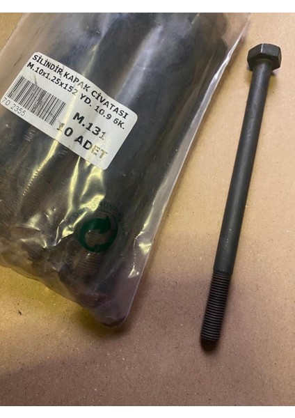 Tofaş D-K-Ş M.10X1.25X152 Yd. 10.9 6k Silindir Kapak Civatası Opar 1 Adet