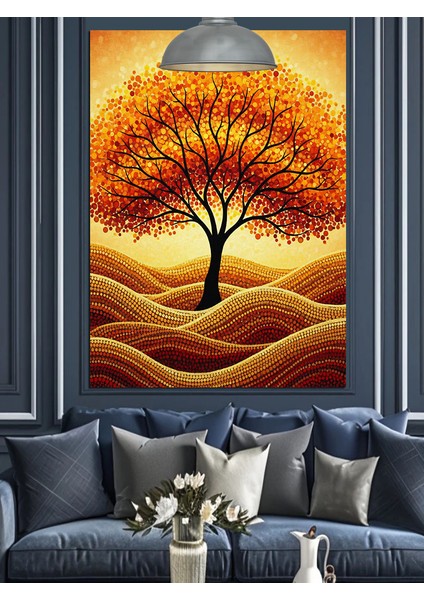 Altın Yapraklı Büyük Dallı Tek Başına Ağaç Dekoratif Kanvas - Mdf Ahşap Tablo fiyatları