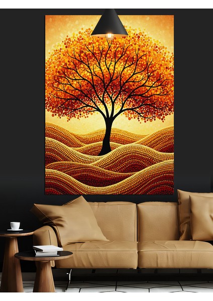 Altın Yapraklı Büyük Dallı Tek Başına Ağaç Dekoratif Kanvas - Mdf Ahşap Tablo indirimleri