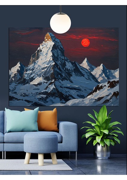 Karlı Dağ Zirvesi Kış Manzarası Dekoratif Kanvas - Mdf Ahşap Tablo fiyatları