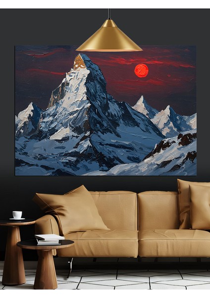 Karlı Dağ Zirvesi Kış Manzarası Dekoratif Kanvas - Mdf Ahşap Tablo modelleri
