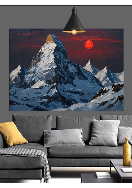 Karlı Dağ Zirvesi Kış Manzarası Dekoratif Kanvas - Mdf Ahşap Tablo fırsatları