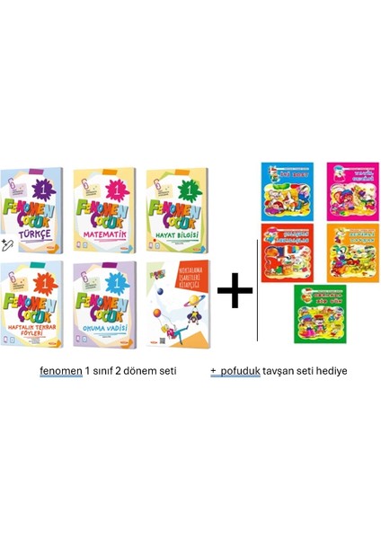 F.ç 1.sınıf 2.dönem Set (6 Kıtap)+Pofuduk Tavşan 5 Li Düz Yazı Hikaye Seti Hediye