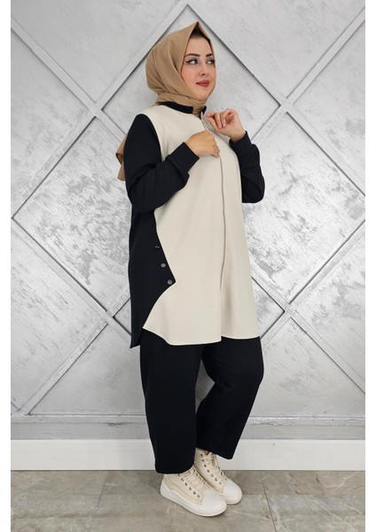 Kadın Fermuarlı Düğme Detaylı Tesettür Takım fiyatları