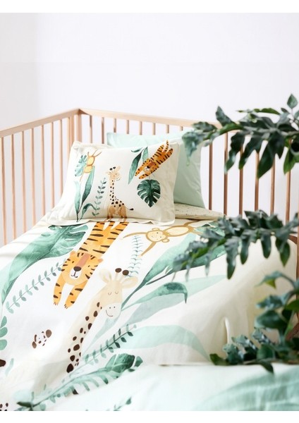 Jungle Bebek Nevresim Takımı – %100 Pamuk, Ekru Hayvan Desenli fiyatları