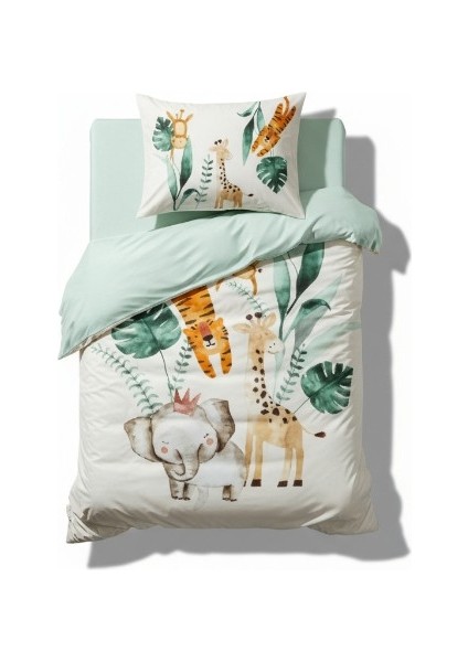 Jungle Bebek Nevresim Takımı – %100 Pamuk, Ekru Hayvan Desenli modelleri