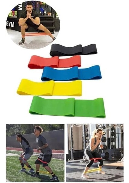 Bandı 5 Adet Farklı Dirençte Pilates Squat Aerobik Bandı - Hafif,orta,sert Çalışma Lastiği-Evde Ofiste Spor Karın Kası Sıkılaşma Seti Saklama Poşeti Hediyeli indirimleri