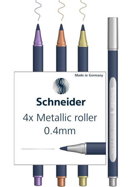 ML05011501 Metalik Tükenmez Kalem 4'lü Set (Çizgi Kalınlığı 0,4 Mm, Yüksek Metalik Mürekkep, Hızlı Kuruyan,%88 Biyo Bazlı Plastik Gövde) 4 Adet Çeşitli Renklerde