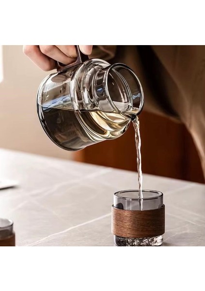 Borosilikat Cam Akasya Saplı Cam Süzgeçli Bitki Çayı Demliği 400 ml modelleri