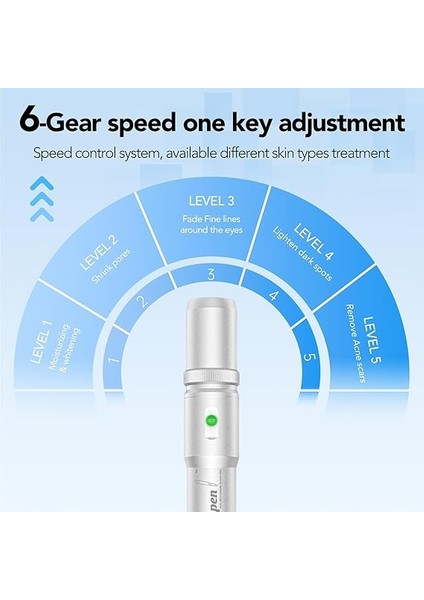 A6 Microneedling Kalem Yüz ve Vücut Için Mirco Iğneleme Derma Kalemi Yara Serumu Için 5 Hız Derinliği Ayarlanabilir 2 Yedek Pil ve 10 Kartuşla 36-Pin Kablolu ve Kablosuz Ingiltere Tak indirimleri