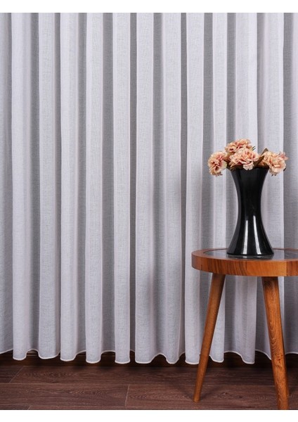 Hazel Ekru-Kahverengi Detaylı Keten Düz Tül Perde Gramajlı (1/3 Sık Pile) fırsatları