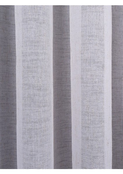 Hazel Ekru-Kahverengi Detaylı Keten Düz Tül Perde Gramajlı (1/3 Sık Pile)