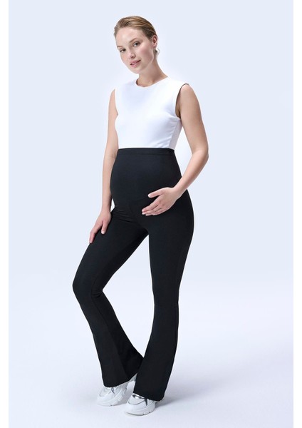 Imaj 716 Siyah Renk Toparlayıcı ve Extra Esnek Etkili Yüksek Bel Ispanyol Paça Hamile Tayt