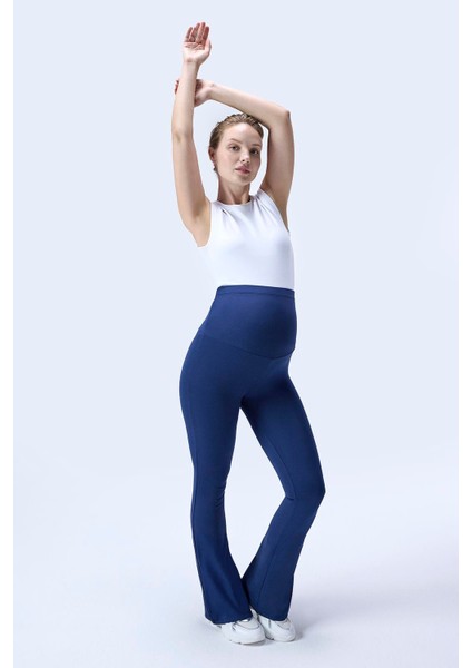 Imaj 716 Lacivert Renk Toparlayıcı ve Extra Esnek Etkili Yüksek Bel Ispanyol Paça Hamile Tayt