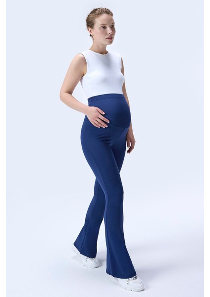 Imaj 716 Lacivert Renk Toparlayıcı ve Extra Esnek Etkili Yüksek Bel Ispanyol Paça Hamile Tayt modelleri