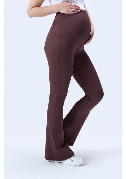 Imaj 367 Kahverengi Renk Toparlayıcı ve Extra Esnek Etkili Yüksek Bel Ispanyol Paça Hamile Tayt fiyatları