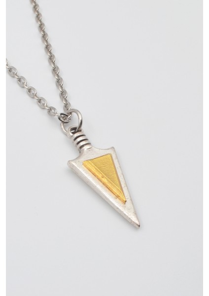 Ok Ucu Üçgen Kolye - Düz Ezme İthal Zincirli Unisex Gümüş Kaplama Kolye - 60 cm fiyatları